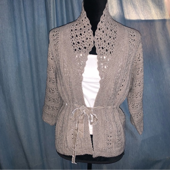 Loft Taupe/Grey-Brown Open Knit Sweater Sz S - Picture 1 of 11